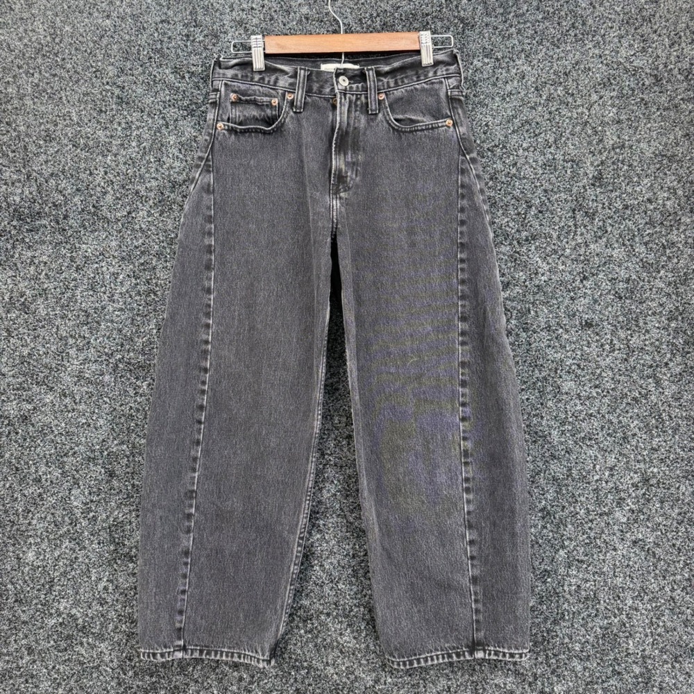 Abercrombie & Fitch The Barrel Jean Mid Rise Washed Black Denim 26/2S